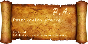 Petrikovich Aranka névjegykártya